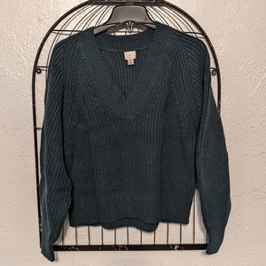 Women's teal green v-neck sweater, a new day, size medium